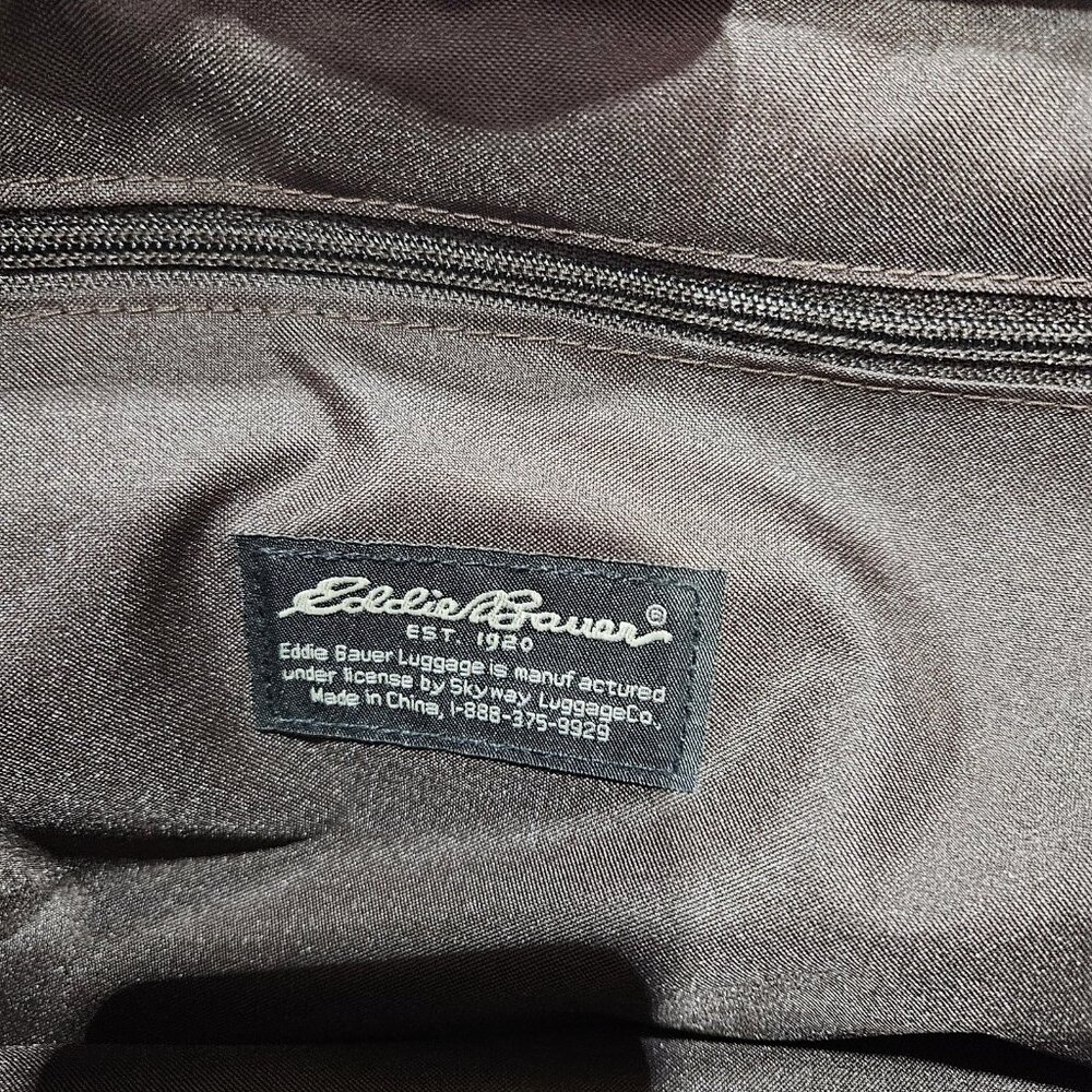 Eddie Bauer Brown Plaid 18" Overnight Weekender Bag Soft Travel Tote Carry On - Picture 4 of 14